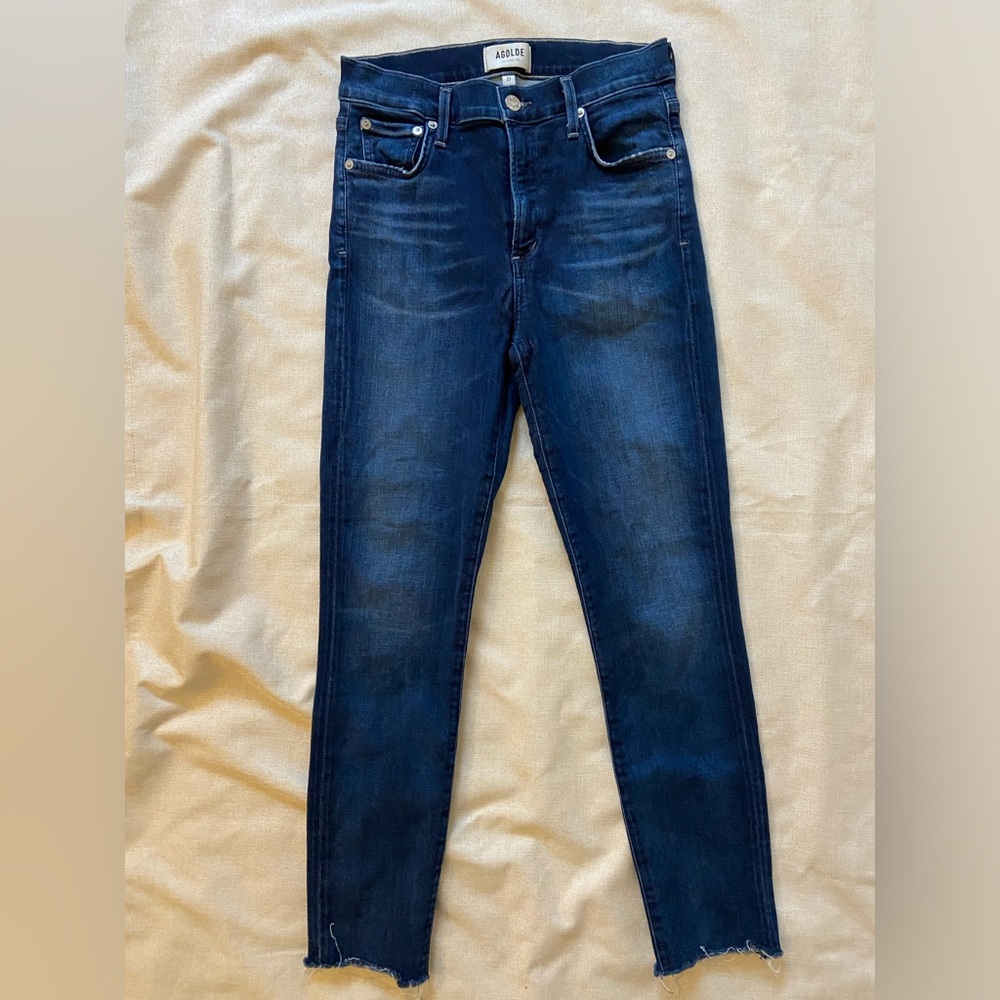 Agolde Sophie Skinny Jeans high waisted Size 27 Dark Wash Fray